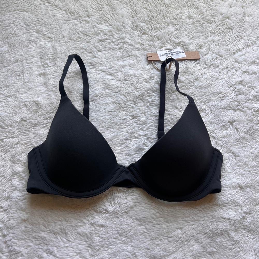 Skims Womens Fits Everybody Scoop Plunge Bra Onyx Black Size 34B BR-UWR-1997 NEW